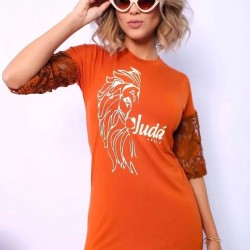 Vestido de renda leão de judah moda cristã