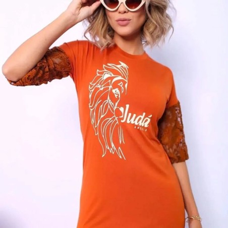 Vestido de renda leão de judah moda cristã