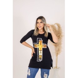 Bata alongada cruz e leão